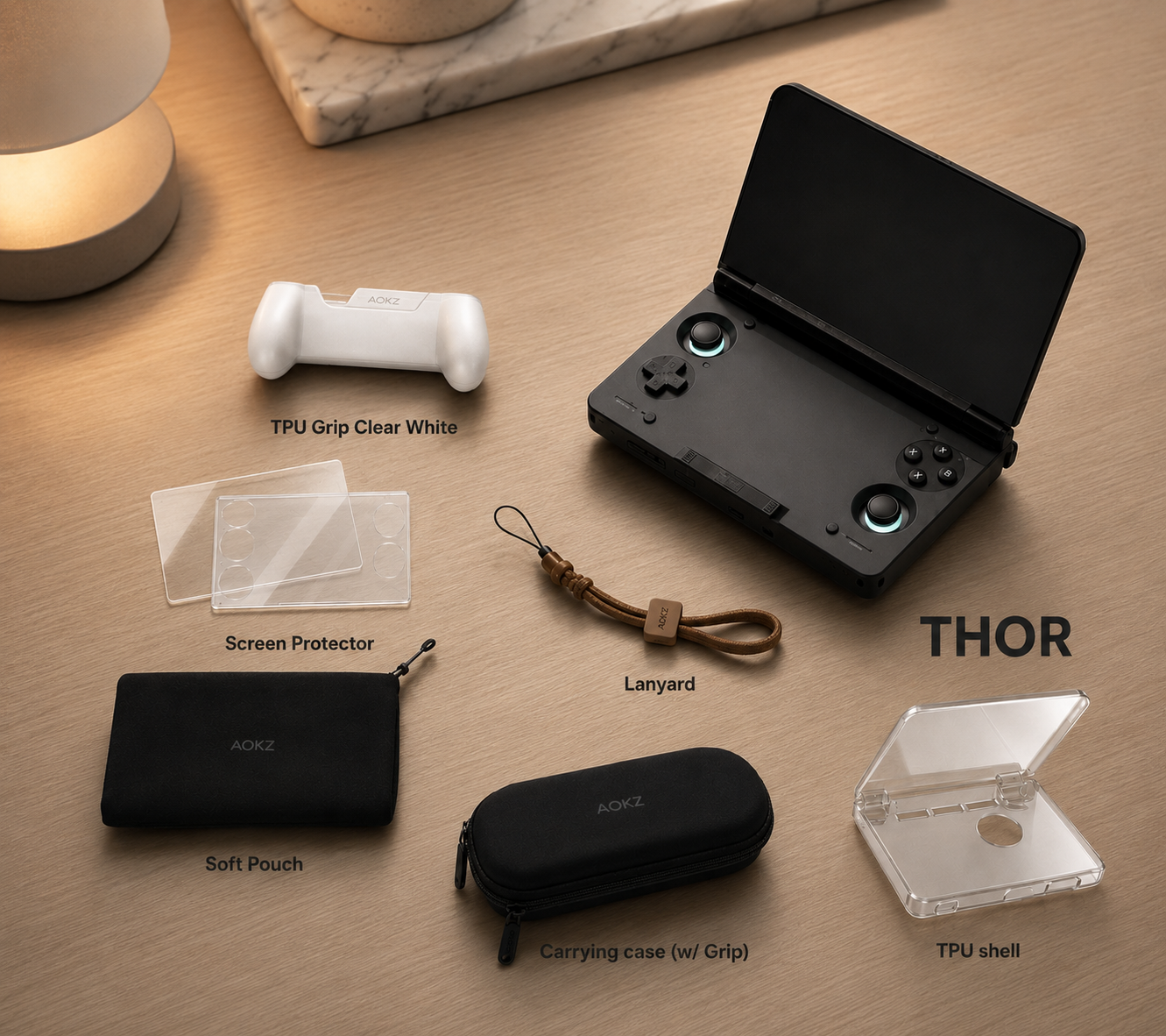 For AYN THOR Gaming Accessories Dual Screen Flip Up Handheld Device Protective Case Storage Bag Lanyard Soft Bag